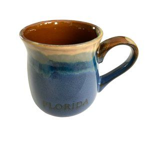 Pottery Mug Handmade Blue Glazed Florida Large Size Coffee Tea Mug